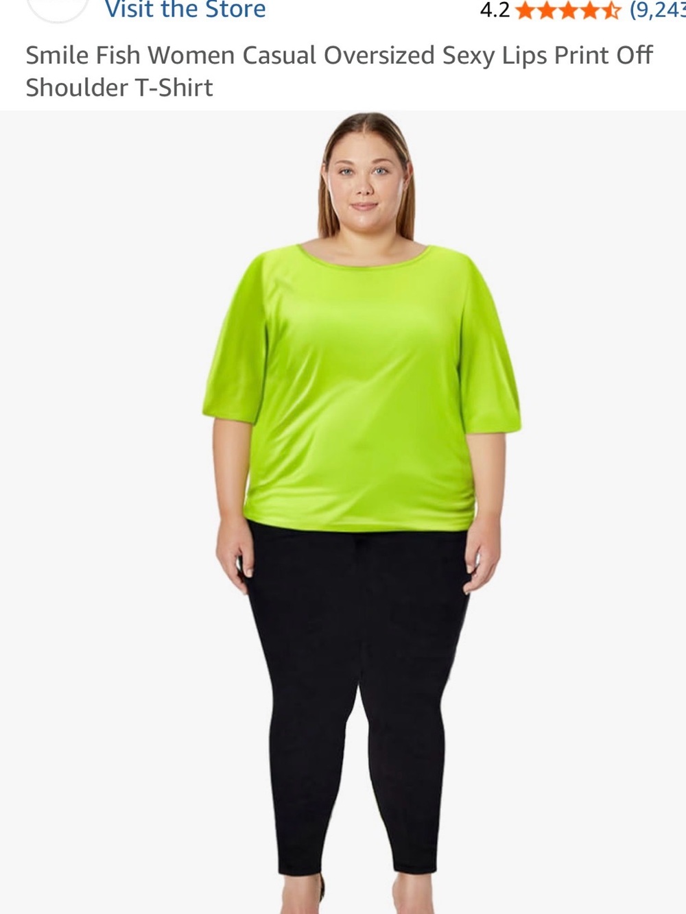 Neon Green Off-Shoulder Women's Top -Size 3X - Picture 2 of 6